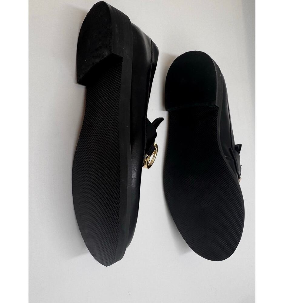 American Eagle Black Loafers Gold Horsebit Slip On Flats Womens 7 - Picture 6 of 9